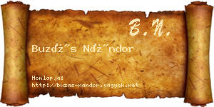 Buzás Nándor névjegykártya